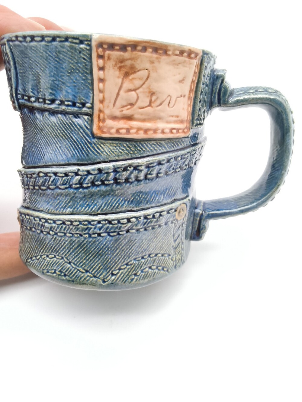 Peak Canadian Tuxedo Coffee Energy Vintage - 70s Ceramic Denim "Bev" Mug